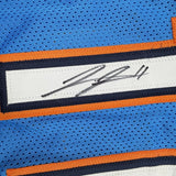 Framed Autographed/Signed Isaiah Joe 35x39 OKC Blue Jersey JSA COA