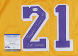 Michael Cooper Signed Los Angeles Lakers Jersey Inscribed "L.A. Lakers" PSA COA