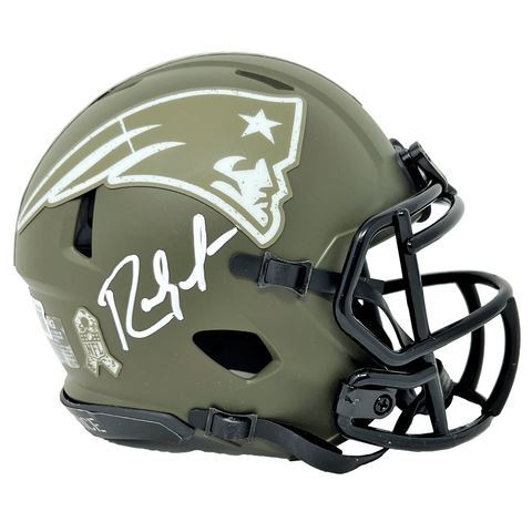 Randy Moss Autographed Patriots Salute to Service 2022 Mini Helmet - Beckett