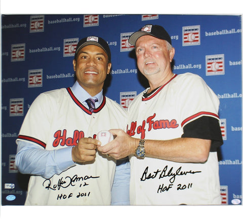 Roberto Alomar and Bert Blyleven Signed Hall of Fame 16x20 MLB Canvas w- HOF 11