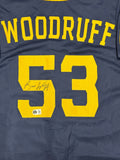 BRANDON WOODRUFF Signed Custom Replica Brewers Navy Jersey AUTO - BAS