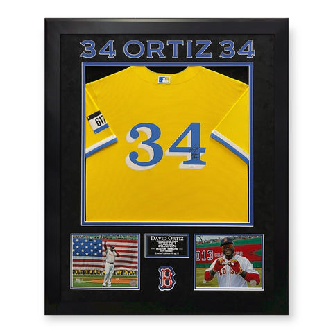 David Ortiz Signed Autographed City Jersey w/ Boston Strong Framed To 32x40 JSA