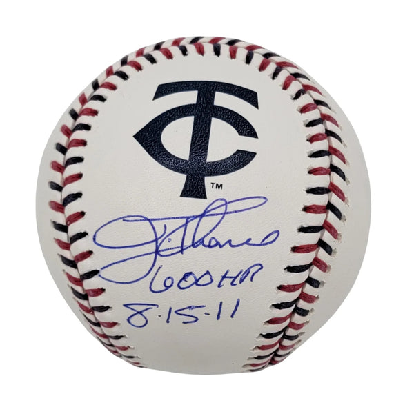 Jim Thome Signed Minnesota Twins Logo MLB Baseball W/ 600 HR 8-15-11 Beckett