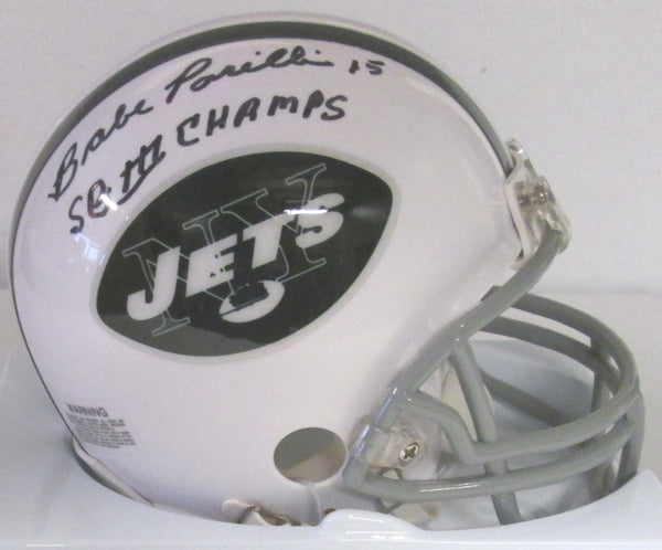 Jets BABE PARILLI (d) Signed Throwback Mini Helmet AUTO - w/ SB III Champs