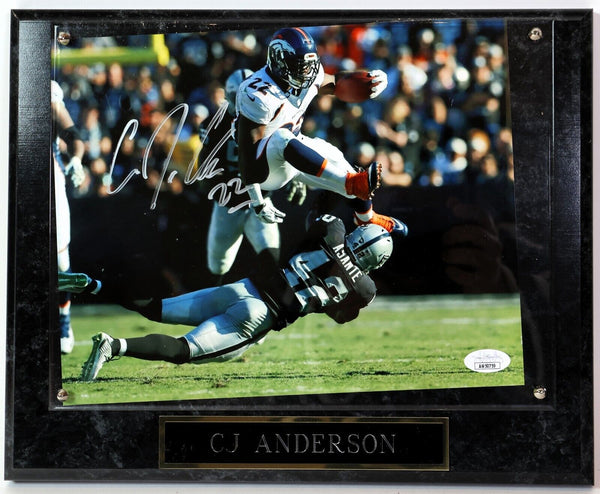 CJ Anderson Autographed 8x10 Photo with Plaque JSA COA