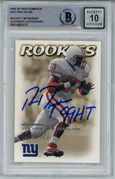 Ron Dayne Signed Wisconsin Badgers 2000 Fleer #201 Beckett 40474