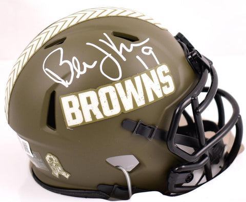 Bernie Kosar Signed Browns Salute to Service Speed Mini Helmet-Beckett W Holo