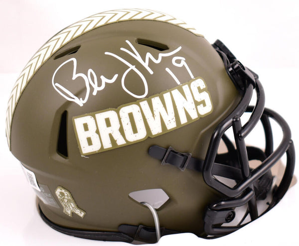 Bernie Kosar Signed Browns Salute to Service Speed Mini Helmet-Beckett W Holo