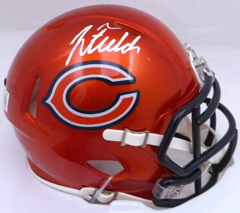 Justin Fields Autographed Orange Flash Mini Helmet Bears Beckett QR W176097