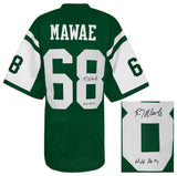 Kevin Mawae (JETS) Signed Green T/B Custom Jersey w/HOF 2019 - (SCHWARTZ COA)