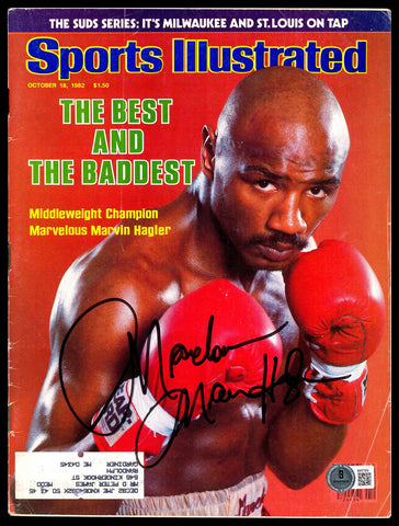 Marvelous Marvin Hagler Autographed Sports Illustrated Magazine Beckett BM37204