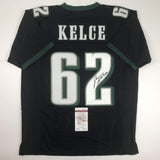 Autographed/Signed JASON KELCE Philadelphia Black Football Jersey JSA COA Auto