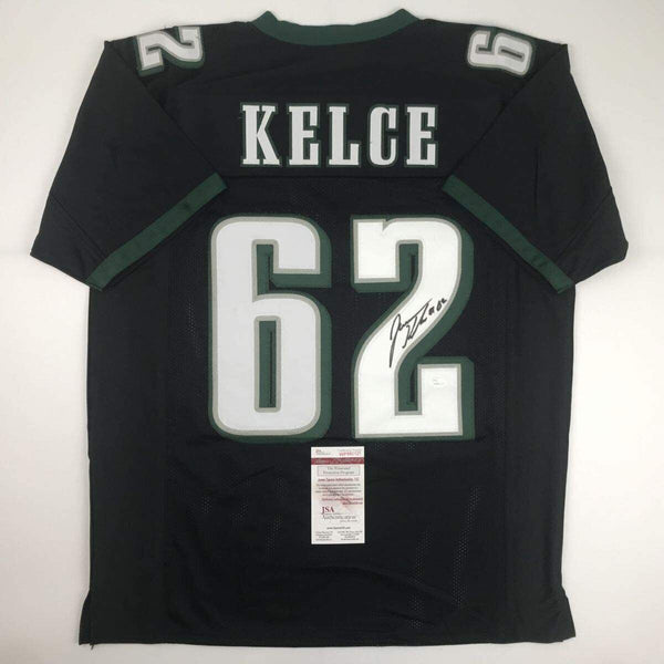 Autographed/Signed JASON KELCE Philadelphia Black Football Jersey JSA COA Auto
