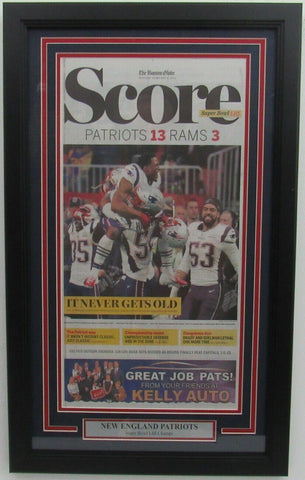 Patriots 2019 Super Bowl LIII Champs The Boston Globe Newspaper Framed 157915
