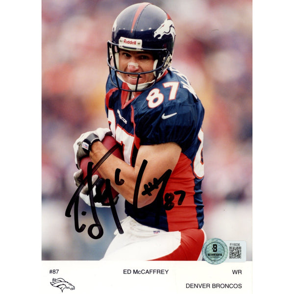 Ed McCaffrey Autographed/Signed Denver Broncos 5x7 Photo Beckett 59225