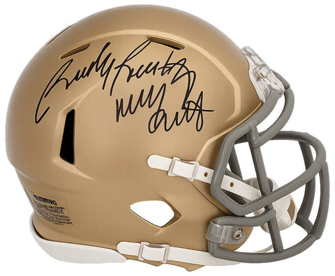 Rudy Ruettiger Signed Notre Dame Riddell Mini Helmet w/Never Quit (SCHWARTZ COA)