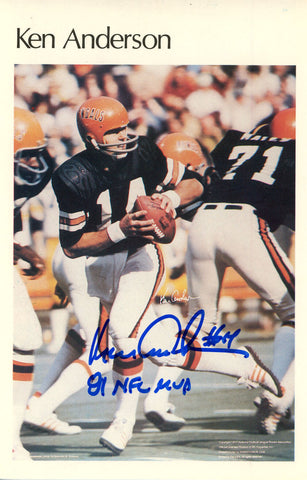 Ken Anderson Autographed Bengals Mini Poster 4/50 NFL MVP BAS 46149