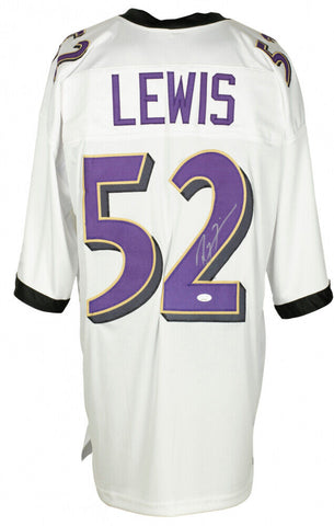 Ray Lewis Signed/Autographed Ravens Custom White Football Jersey JSA 156536