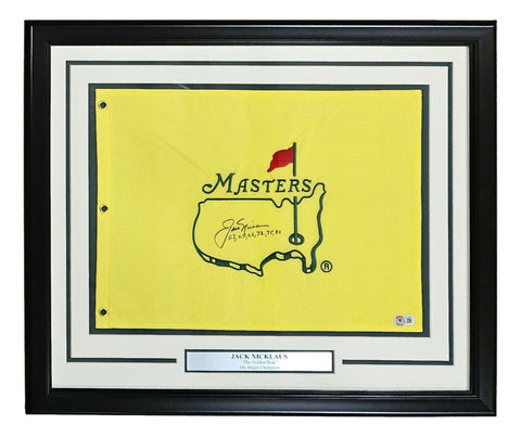 Jack Nicklaus Signed Framed Masters Golf Flag w/ Years BAS AC40936