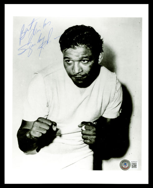 Sugar Ray Robinson Autographed 8x10 Photo "Best Wishes" Beckett BAS #AC85227