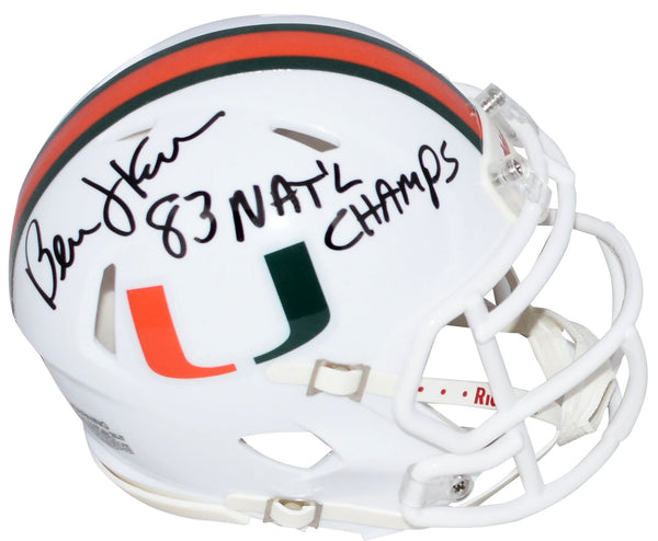 BERNIE KOSAR AUTOGRAPHED MIAMI HURRICANES SPEED MINI HELMET W/ 83 NATL CHAMPS