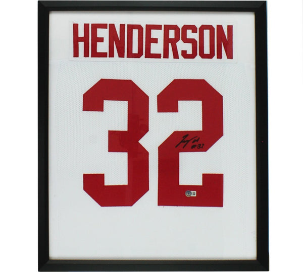 TreVeyon Henderson Signed Framed Ohio White Jersey