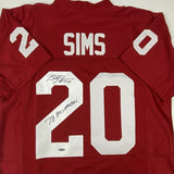Autographed/Signed BILLY SIMS 78 Heisman Oklahoma Maroon Jersey Tristar COA Holo