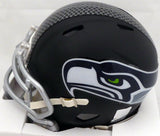 RUSSELL WILSON AUTOGRAPHED SEAHAWKS MATTE BLACK MINI HELMET SILVER RW 145843