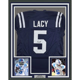 Framed Autographed/Signed Kewan Lacy 35x39 Ole Miss Blue Jersey JSA COA