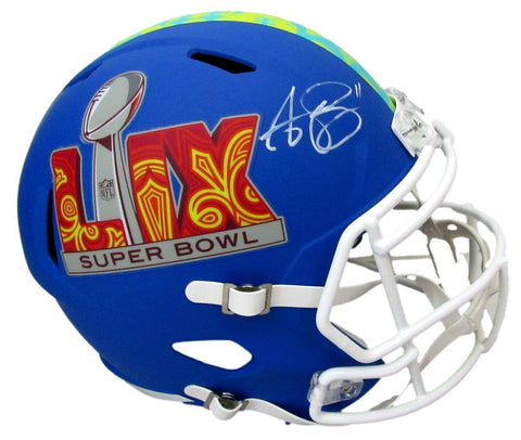 A.J. Brown Signed Full Size Replica SB LIX Blue Helmet Eagles Beckett 195538