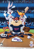 Rod Carew Signed/Inscribed Looney Tunes Twins 12x17 Print HOF 91 Auto JSA COA