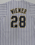 Brewers JOEY WIEMER Signed Custom Replica Pinstripe Milwaukee Jersey AUTO - BAS