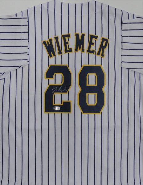 Brewers JOEY WIEMER Signed Custom Replica Pinstripe Milwaukee Jersey AUTO - BAS