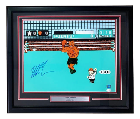 Mike Tyson Signed Framed 16x20 Punch Out Boxing Photo JSA QR Hologram