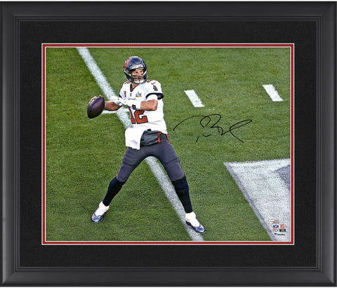 Tom Brady Buccaneers Super Bowl LV Champs FRMD Autographed 16x20 Action Photo