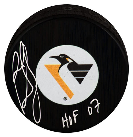 Ron Francis Signed Penguins Retro Logo Hockey Puck w/HOF'07 - (SCHWARTZ COA)