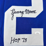 Autographed/Signed Lenny Moore HOF 75 Baltimore Blue Football Jersey JSA COA