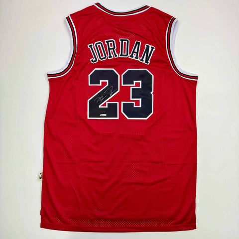 Autographed/Signed Michael Jordan Chicago Red Jersey Upper Deck UDA COA