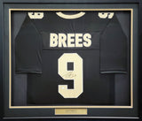 NEW ORLEANS SAINTS DREW BREES AUTOGRAPHED FRAMED BLACK JERSEY BECKETT BAS 200918