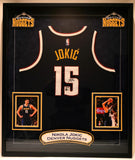 Nikola Jokic Autographed Blue Nike Nuggets Jersey in Deluxe Frame