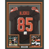 FRAMED Autographed/Signed DAVID NJOKU 33x42 Cleveland Brown Jersey PSA/DNA COA