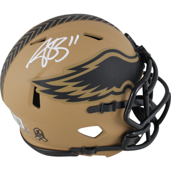 AJ Brown Autographed/Signed Philadelphia Eagles 23 STS Mini Helmet Beckett 49044