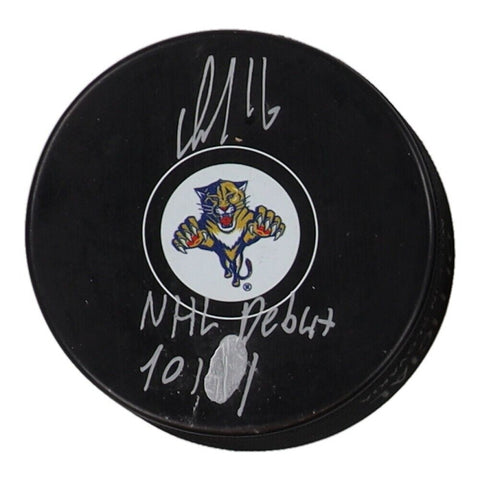 Aleksander Barkov Signed Florida Panthers Logo Hockey Puck (Fanatics) 2xAll Star