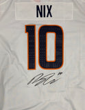 Bo Nix Autographed Denver Broncos Nike Game White Football Jersey Beckett COA