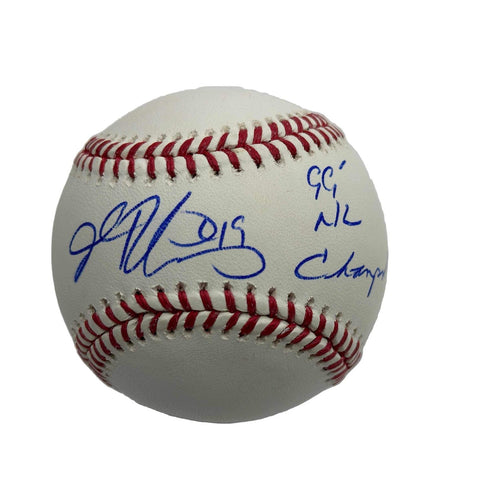 Autographed/Signed John Rocker 99 NL Champs Rawlings ROML Baseball JSA COA