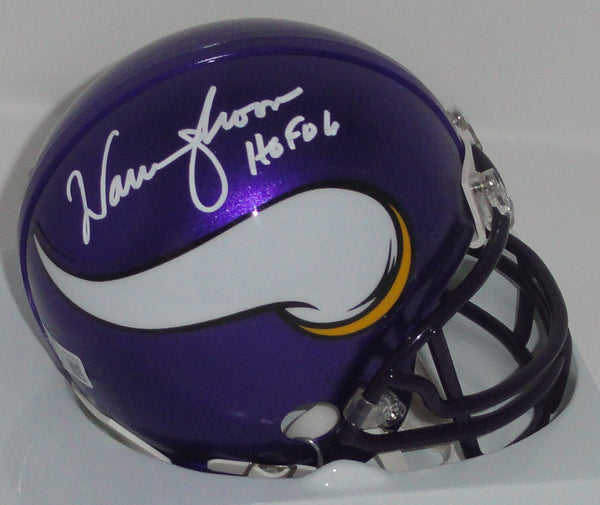 Vikings WARREN MOON Signed Riddell VSR4 Throwback Mini Helmet AUTO w/ HOF - BAS
