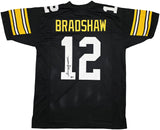 STEELERS TERRY BRADSHAW AUTOGRAPHED SIGNED BLACK JERSEY BECKETT WITNESS 239865