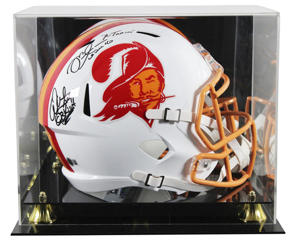 Bucs Warren Sapp & Mike Alstott Signed 76-96 TB F/S Speed Rep Helmet W/ Case BAS