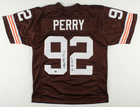 Michael Dean Perry Signed Browns Jersey Inscribed "6x Pro Bowl" (Schwartz COA)