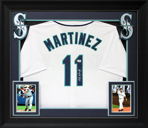 Edgar Martinez Authentic Signed White Pro Style Framed Jersey BAS Witnessed